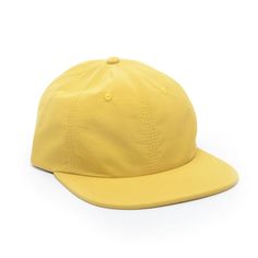 Nylon Floppy 6 panel hat  Flat visor Mellow Yellow Color Black Buckle clip backing Made in Canada Cheap Yellow Summer Baseball Cap, Cheap Yellow Cap, Outdoor 5-panel Hats, Solid Color Snapback Summer Hat, Solid Color 5-panel Hat For Spring, Solid Color 5-panel Spring Hat, Nylon Hats For Outdoor, Solid Nylon Hat For Outdoor, Solid 5-panel Spring Hat