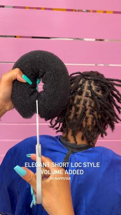 Annette Roche | Your Locs are never too short for a style ✨ book your appointment www.NappStar.com #locs #locstylesforwomen | Instagram Short To Medium Loc Styles, Loc French Roll Updo, Loc Updo Styles Short Women, Simple Loc Updo Styles, Loc Styles For Thinning Hair, Short Loc Scarf Styles, Hairstyles For Short Locs Black Women, Wedding Locs Hairstyles Short