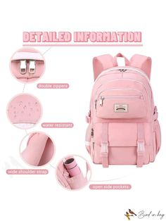 BirdinBag - SCIONE Large Teen Travel Backpack - Waterproof, Fits 15.6 Laptop, with Shoe Compartment, Ideal for Outdoor Sports Functional Waterproof Laptop Bag For School, Rectangular Waterproof Backpack For Students, Back To School Pink Waterproof Backpack, Multifunctional Pink Backpack For Outdoor, Multifunctional Pink Outdoor Backpack, Multifunctional Waterproof School Backpack, Portable Pink Backpack For Outdoor Use, Pink Backpack For Outdoor Use, Functional Waterproof Bags For Students