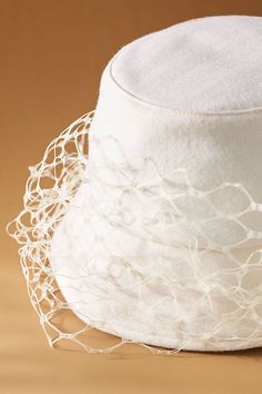 Prepare to say I do with this bridal hat adorned with a birdcage veil for an added air of elegance. | Yuki Birdcage Bridal Hat by Eugenia Kim in White, Women's, Wool at Anthropologie Hat Veil, Headband Vintage, Bridal Hat, Birdcage Veil, Eugenia Kim, White Hat, Bridal Veil, Bedding Shop, Bird Cage