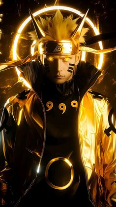 the character naruta is wearing gold and black