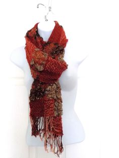 This beautiful soft Red Ladies scarf/wrap, Women's Print Scarf/wrap, gifts for her, wrap scarf, multi print scarf, neck wrap, This beautiful, soft quality,  has a lovely feel. It is a generous size, lightweight yet warm and will dress up any summer afternoon, eve or winter. Nice chunky design A perfect gift for a close friend or relative or simply a gift to yourself.  Check out my other items Red Shawl Wrap For Winter, Red Shawl Wrap For Fall, Red Shawl Wrap, Red Bohemian Scarf, Orange Shawl Scarves For Winter, Red Hand Knitted Scarves One Size, Red Hand Knitted Scarf One Size, Red Shawl Scarf One Size, Red Shawl Scarves For Fall