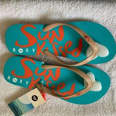 Brand New With Tags, Never Worn Roxy Shoes, Tahiti, Roxy, Women's Shoes Sandals, Flip Flops, Shoes Sandals, Color Blue, Women Shoes, Sandals