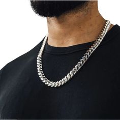 Unleash the epitome of masculine elegance with our Solid Cuban Curb Link Chain, meticulously crafted from the finest Italian 925 sterling silver. This luxurious necklace is not just an accessory; it's a statement of style and sophistication. Key Features: Premium Quality Material: Made from high-grade Italian 925 sterling silver, this necklace promises durability and a lasting shine. It's built to withstand the test of time, making it a perfect everyday luxury. ✨Impressive Dimensions: The chain Classic Silver Cuban Link Necklace In Sterling Silver, Classic Silver Sterling Cuban Link Necklace, Silver Chunky Cuban Link Jewelry, Sterling Silver Cuban Link Necklace With Curb Chain, White Gold Chunky Cuban Link Necklace, White Gold Cuban Link Jewelry With Polished Finish, Classic Silver Cuban Link Necklace, Luxury Sterling Silver Cuban Link Necklace, Luxury White Sterling Silver Chain Necklace