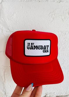 In My Gameday Era Trucker Hat Game Day Hat With Letter Print And Curved Brim, Retro Snapback Hats For Game Day, Retro Cap For Game Day, Retro Game Day Cap, Curved Brim Hat With Letter Print For Game Day, Game Day Flat Brim Hat One Size Fits Most, Sneaker Heels Wedges, Denim Sweater, Vintage Havana