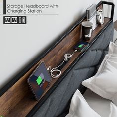 there is a charging station on the bed