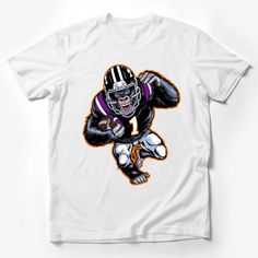 Gorilla Football Player Graphic Tee, Sports Fan T-Shirt, Athletic Mascot Design, Casual Streetwear, Unisex Shirt Male T-Shirt Custom graphic T-Shirt.Customize your color White Short Sleeve Sportswear T-shirt, White T-shirt For Football Season Streetwear, Sportswear Crew Neck T-shirt With Graphic Print, White Streetwear T-shirt For Football Season, Crew Neck T-shirt For Light Sports, Football Season Fan Apparel T-shirt With Crew Neck, Sportswear T-shirt With Graphic Print For Light Sports, Sporty T-shirt With Football Season Screen Print, White Sporty T-shirt For Football Season