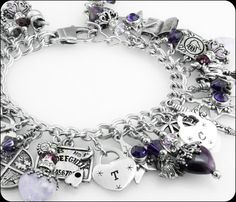 Amethyst Witch Jewelry  Purple Halloween by BlackberryDesigns Valentine's Day Purple Bracelet With Heart Charm, Purple Heart Charm Bracelet For Valentine's Day, Personalized Purple Heart Jewelry, Purple Charm Bracelet Jewelry, Purple Metal Jewelry With Charms, Personalized Purple Bracelet Jewelry, Personalized Purple Bracelets For Valentine's Day, Purple Charms Bracelets For Jewelry Making, Purple Metal Charm Bracelet Gift