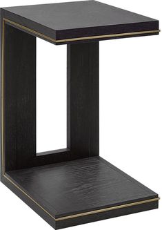 a black and gold side table with one shelf on the bottom, two shelves below