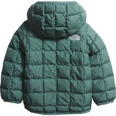 Whether they're riding in the carrier pack or toddling along snowy paths on their own, we're zipping them inside The North Face Reversible ThermoBall Hooded Jacket to keep them cozy on wintry treks. The treated material sheds flurries and drizzles, while the heat-trapping fill keeps them cozy even if it does get wet. When the winds pick up, we pull the hood over their beanie to give their ears and neck extra protection. Windproof Hooded Jacket For Winter Camping, Winter Windproof Hooded Jacket For Camping, Winter Camping Windproof Hooded Jacket, Hooded Windproof Outerwear For Adventure, Hooded Outerwear With Fleece Lining For Camping, Sporty Puffer Jacket With Fleece Lining For Outdoor Activities, Functional Hooded Outerwear For Adventure, Functional Winter Outerwear For Adventure, Sporty Puffer Jacket With Fleece Lining For Outdoor