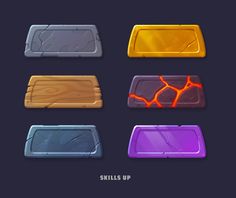 six different types of trays on a dark background with the words skills up below them