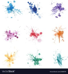 colorful paint splatters on white background