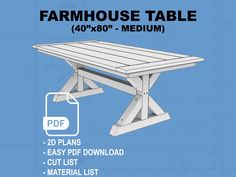 the farm house table is shown with measurements