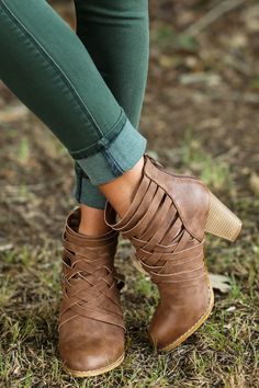 Strong Enough Brown Ankle Boots at reddressboutique.com Popular Boots, Boots Cowboy, Brown Booties, Zipper Boots, Combat Boot, Thick Heel, Brown Ankle Boots, Crazy Shoes, Thick Heels