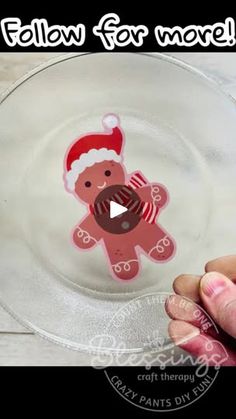 a glass plate with a teddy bear on it and the words follow for more below