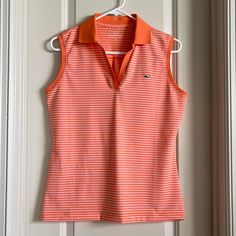 Women S Orange Stripes Nwt Approximate Measurements: Chest: 19” Length: 24.5” Orange Sleeveless Athleisure Top, Orange Sleeveless Top For Athleisure, Casual Sleeveless Tank Top For Tennis, Sleeveless Orange Sports Top, Fitted Sleeveless Tennis Tank Top, Fitted Tank Top For Tennis, Fitted Sleeveless Tank Top For Tennis, Sporty Fitted Tank Top For Tennis, Orange Sleeveless Sports Tank Top