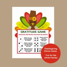 thanksgiving dinner game for the whole family with an image of a turkey wearing a pilgrim hat