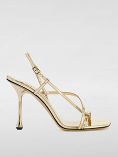 Heeled Sandals JIMMY CHOO Woman color Gold Gold Shoes Flats, Gold Flat Sandals, Jimmy Choo Flats, Rose Gold Flats, Jimmy Choo Gold, Jimmy Choo Sandals, Jimmy Choo Heels, Jimmy Choo Shoes, Womens Sandals Flat