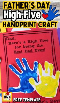 father's day handprint craft for kids with free printables on it