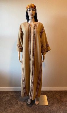 - 70's Vintage Maria Svatina Handwoven Kaftan - Colour - Beige, black, browns, grey, and orange - Size - Medium - Material - 100 % wool - Fully lined - Excellent condition - See photos for measurements - All measurements taken with item laying flat, not doubled, and not stretched - Please message me if you have any questions - Free pick up in the YYC area Instagram - @vintageprairiesoul Vintage Boho Dress, Grey And Orange, Sequin Tank, Sequin Tank Tops, Colour Beige, Dress Clothes For Women, Vintage Boho, Leather Coat, Boho Dress