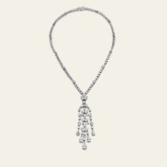 Graff Platinum and White Gold Knifebar Chandelier Necklace with Round and Pear Shape Diamonds Details1 Pear Shape Diamond 1.52ctsColor: D Clarity: VS1 2 Pear Shape Diamonds 2.04cts137 Round Diamonds 33.05ctsColor: Fine White Clarity: VS+TTL Diamond 36.61cts *Comes with official GIA certificate. Chandelier Necklace, Gia Certificate, Pear Shaped Diamond, Fine Jewelry Collection, Drop Necklace, Watch Necklace, High Jewelry, Pear Shape, Ring Bracelet