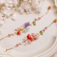 Rainbow Grass Lily Flower Bracelets Flower Bracelets - Etsy Flower Bead Jewelry, Gold Flower Bracelet, Lily Of Valley, Lily Bracelet, Flower Jewelry Designs, Anting Manik, Flower Girl Bracelets, Plant Jewelry, Rose Crystal