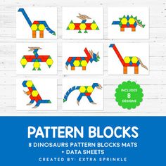 the pattern blocks are designed to look like dinosaurs