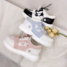 This price is for a pair of sneakers only.   	 		 			Size 			35 			36 			37 			38 			39 			40 		 		 			Foot Length 			22.5 			23 			23.5 			24 			24.5 			25 Harajuku Style Lace-up Sneakers With Rubber Sole, Streetwear Platform Sneakers, Sports Platform Sneakers With Flat Heel, Sports Platform Sneakers, White Harajuku Style Synthetic Sneakers, Harajuku Sneakers With Rubber Sole, White Harajuku Low-top Sneakers, White Harajuku High-top Sneakers, Harajuku Style Low-top Sneakers For Spring