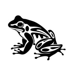 a black and white frog silhouette on a white background