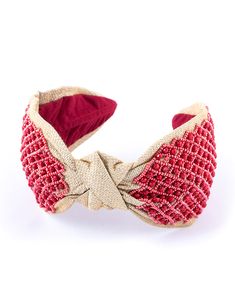 Striking red beadwork adorns the sides of this cream headband, delivering a rustic twist with a glamorous finish. Color: CREME/RED 100% Polyester Crepe Chain Headband, High Fashion Branding, Leaves Headband, Star Headband, Jeweled Headband, Face Mask Set, Soft Headbands, Top Knot Headbands, Gold Headband