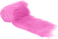 a roll of pink fluffy fabric on a white background