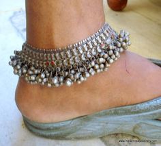 Silver Leg Chain, Antique Anklets, Feet Bracelet, Bell Anklet, Gold Jewels Design, Oxidised Silver Jewelry, Leg Chain, Silver Anklet, Rajasthan India