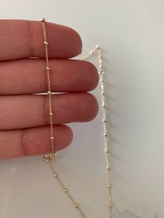 14k Solid Gold Tiny Beads Necklace, Dainty Necklace, Layering Necklace, 16/18 Necklace Satellite Necklace, Necklace Real Gold, Necklace Measurements, Tiny Beads, Necklace Layering, Layering Necklace, Necklace Dainty, Beads Necklace, Dainty Necklace