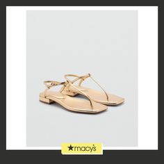 in stock Elegant T-strap Sandals With Flat Heel For Vacation, Chic Gold Slingback Sandals With Flat Heel, Spring Evening T-strap Flat Sandals, Elegant Adjustable T-strap Sandals For Evening, Elegant Gold Slingback Sandals With Flat Heel, Gold Flat Heel Slingback Sandals For Formal Occasions, Gold Flat Heel Slingback Sandals For Formal Events, Elegant T-strap Toe Post Sandals For Vacation, Chic Gold T-strap Sandals