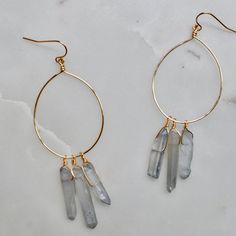 Ivy Jewelry, Diy Wire Jewelry Rings, Quartz Hoop Earrings, Silversmithing Jewelry, Wire Jewelry Rings, Grey Quartz, Crystal Bead Jewelry, Wiccan Spells, Jewelry Safe