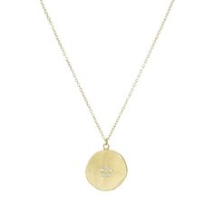 Organic Minimalism, Gold Circle Necklace, 14k Yellow Gold Necklace, Yellow Gold Necklace, Circle Diamond, Pendent Necklace, Ancient Jewelry, Disc Pendant, Yellow Gold Chain