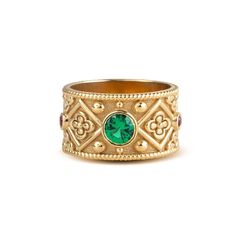 A beautiful Byzantine ring inspired by our Greek ancestors! *real images of the ring, taken by us* Dimensions: 11mm width Gemstones: - Simulated Emerald (cubic zirconia) - Simulated Ruby (cubic zirconia) Material: - Sterling Silver (925) - 9K Gold (375) - 14K Gold (585) - 18K Gold (750) *All signet rings are hallmarked on the back for certification* - We offer FREE Worldwide DHL & FedEx Shipping! - Branded DanelianJewelry Gift Box with each order! Our customer service is available 7 days a week. Byzantine Ring, Medieval Ring, Byzantine Rings, Ancient Queen, Medieval Rings, Greek Women, Queen Rings, Real Images, Signet Rings