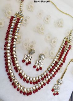 *Light Weight Gold Rani Haar Necklace Set. *No.1- Gold white *Haar length: 12 inches *Earrings length: 2.1 inches (with drops) ; *earrings Width: 1 inches White Bridal Necklace For Eid, Heavy White Kundan Necklace For Puja, White Kundan Necklace With Stone Work For Puja, White Kundan Necklace For Puja And Eid, White Mirror Work Jewelry For Eid, White Necklace With Mirror Work For Festivals, White Jewelry For Puja And Eid, White Kundan Necklace With Mirror Work As Gift, White Kundan Jewelry For Eid