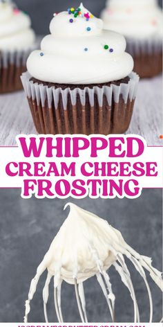 whipped cream cheese frosting on top of cupcakes