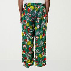 Get ready for cozy holiday nights wearing these Grinch men's fleece pajama pants. They're decked out in a festive green Grinch pattern and include an adjustable elastic-drawstring waist and side pockets. Wear them with a PJ top and slippers.Features: Button FlyCharacter: GrinchClosure Type: Full Elastic, DrawstringPockets: 2 Side Slip PocketsApparel Length: 49.75 InchesFiber Content: 100% PolyesterFabric Description: FleeceInseam: 32 InCare: Machine Wash, Tumble DryCountry of Origin: Imported Casual Sleep Pants With Pockets, Green Sleepwear With Pockets For Pajama Party, Green Cotton Sleepwear With Pockets, Relaxed Fit Pants With Pockets For Pajama Party, Green Casual Sleepwear With Pockets, Casual Green Sleepwear With Pockets, Casual Green Sleepwear With Elastic Waistband, Cotton Sweatpants With Pockets For Sleep, Button-detail Loungewear Pants