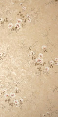 an old wallpaper pattern with flowers and leaves on the side, in beige tones