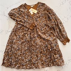 Questions? Leave A Comment Below! Brown Floral Print Mini Dress For Fall, Brown Fall Dress For Brunch, Cord Skirt, Tie Front Dress, Womens Fall Dress, Leather Mini Dress, Tie Waist Dress, Fall Dress, Mini Sweater Dress