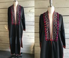 Excited to share the latest addition to my #etsy shop: Vintage hill tribal Vietnamese jacket - long - boho - hippie - embroidered - ethnic https://etsy.me/2N47qTK #clothing #jacket #black #bohohippie #duster #tribal #ethnic #vietnamclothing #hilltribe Embroidered Long Kurta For Fall, Long Embroidered Kurta For Fall, Traditional Long Fall Dress, Traditional Long Dresses For Fall, Fitted Bohemian Kurta For Fall, Bohemian Embroidered Kaftan For Fall, Fitted V-neck Kaftan For Festivals, Festival Long Sleeve Kaftan With Woven Motifs, Bohemian Kurta With Resham Embroidery For Fall