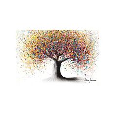 an abstract tree with multicolored leaves on it