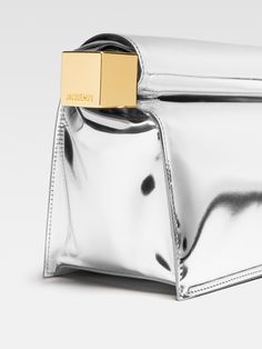 LA POCHETTE ROND CARRE Make It Rain, Sparkly Things, Wall Pockets, Drop Shipping, Metallic Logo, The Collection, Patch Pocket, Leather Shoulder Bag, Patent Leather