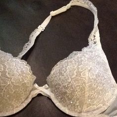 Beautiful Bra, Great For A Bride. Never Worn Elegant White Stretch Bra, Elegant White Party Bra, Feminine White Bra For Party, Feminine White Party Bra, Fitted White Victoria's Secret Bra, White Push-up Bra For Party, Elegant Victoria's Secret Wedding Bra, White Victoria's Secret Bra For Party, Victoria's Secret White Party Bra