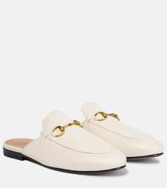 White Gucci Slippers, Gucci Princetown Slipper, Floaty Maxi Dress, Golden Horse, Horse Bits, Leather Slippers, Gucci Shoes, Tailored Trousers, Smooth Leather