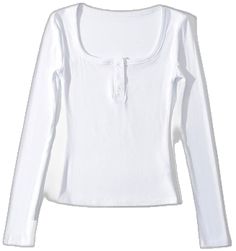 White Stretch Tops With Button Closure, White Stretch Top With Button Closure, Stretch Cotton Tops With Buttons, White Henley Top With Button Closure, White Henley Neckline Top With Buttons, White Henley Neckline Top With Button Closure, White Stretch Tops With Buttons, White Stretch Top With Buttons, Square Neck