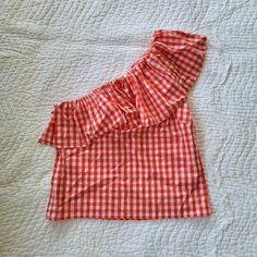 J Crew Blouse Nwot No Flaws Size 4 True To Size See Photos For Measurements Colors Are Red And White One Shoulder Ruffle Accent Cotton Material Feel Free To Make An Offer :) Cute Red Ruffled Top, Spring Blouse With Ruffles For Picnic, Spring Ruffle Blouse For Picnic, Spring Ruffled Blouse For Picnic, Spring Gingham Blouse With Ruffles, Short Sleeve Ruffled Tops For Picnic, Ruffled Short Sleeve Tops For Picnic, Gingham Blouse With Ruffles For Day Out, Cute Gingham Blouse For Summer