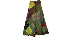 Las Palmas Green Long Wrap Skirt with Patchwork in Clothing - Magical and enchanting, this is an exotic wrap around skirt with a fun patchy flare that will keep you hip and trendy in any season. Features: Wrap-Around-Skirt, Patchwork, Printed, Tie-Dye, Handmade. Summer Patchwork Wrap Skirt, Bohemian Multicolor Asymmetrical Skirt, Green Floral Patchwork Skirt For Summer, Green Long Patchwork Skirt, Green Long Skirt With Patchwork, Green Patchwork Skirt For Festivals, Multicolor Cotton Wrap Skirt For Spring, Spring Multicolor Cotton Wrap Skirt, Green Bohemian Asymmetrical Skirt